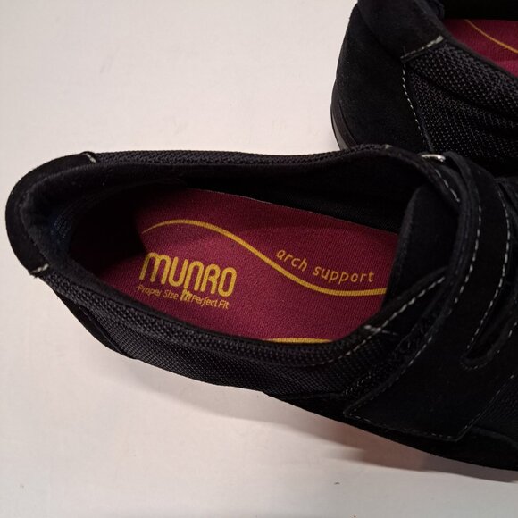 MUNRO Womens 8.5W Wide Joliet Black Comfort Shoes Sneaker Suede Arch Support USA - Picture 4 of 14